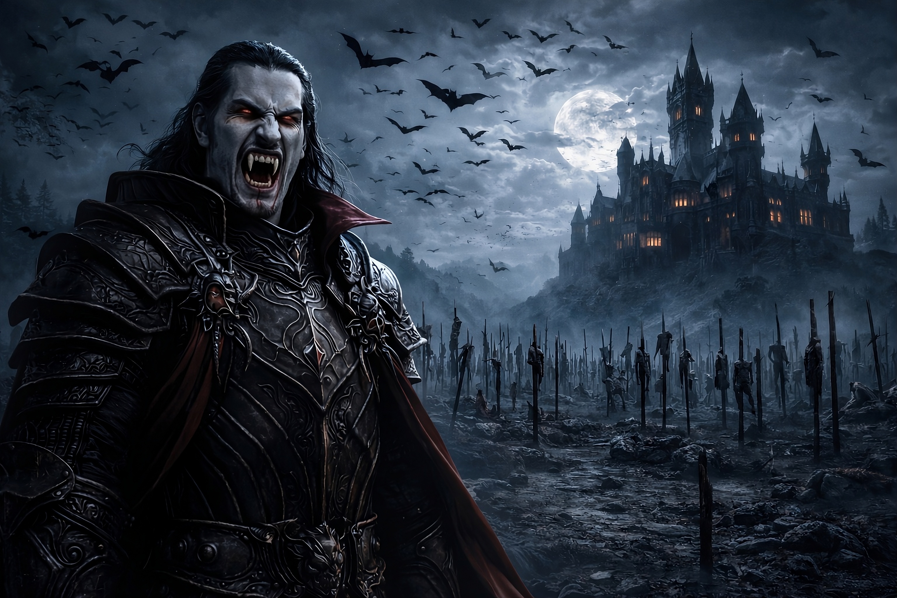 Dracula in front of the impalement fields
